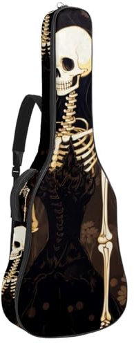 Gitarrentasche, 104 cm, doppelter verstellbarer Schultergurt, Akustikgitarre, Gigbag, eleganter Totenkopf-Gitarrenkoffer, wasserdicht, Oxford-Stoff, dicker Schwamm, Elegante Totenkopf-Dame,