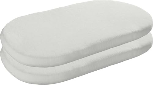 Erwin Müller Baby-Spannbettlaken 2er-Pack, Spannbetttuch Erding Frottee-Stretch, weiß Größe 40x70 cm oval - hautsympathisch, kuschelig, Rundumgummi, Liegefläche aus Baumwolle