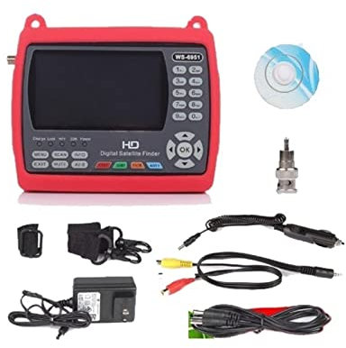KOROBIE Buscador de satélite, medidor de señal, Satfinder Dvb S2 DVB-S2 Digital Satellite Finder Meter MPEG-2/MPEG-4 WS 6916 Full HD H.264 con Batería Lion para Ajustar la Antena parabólica de TV