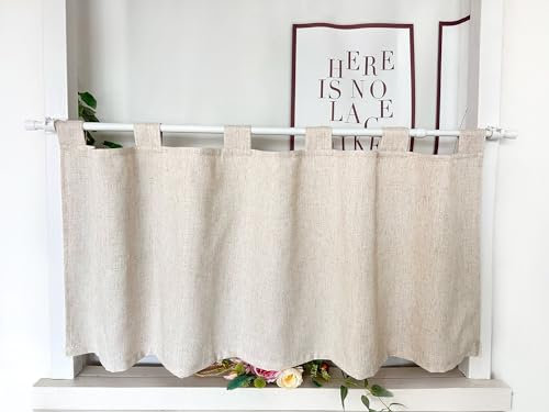 Daliena Tenda da finestra opaca, corta, per finestra, privacy, effetto lino, per cucina, stile moderno, tinta unita (larghezza x altezza 150 x 45 cm) con passanti, 1 pezzo