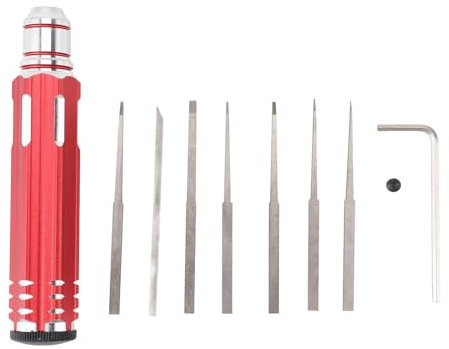 Tomotato Modelo Scriber Tungsteno, herramienta de corte de línea de trazado tallada en resina de acero con 7 cuchillas Trazador de metal para rotulador de soldadura, 0,1 mm, 0,2 mm, 0,4