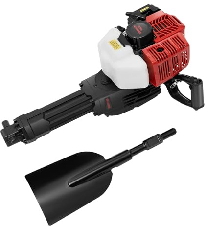 Benzin-Pfahlramme mit Schaufel, 52CC 2-Takt Pfahlbohrer Pflanzenbohrer, Handlich Bagger Gartenbohrer, 6500 U/min, Handstart, 1.1L Kraftstofftank