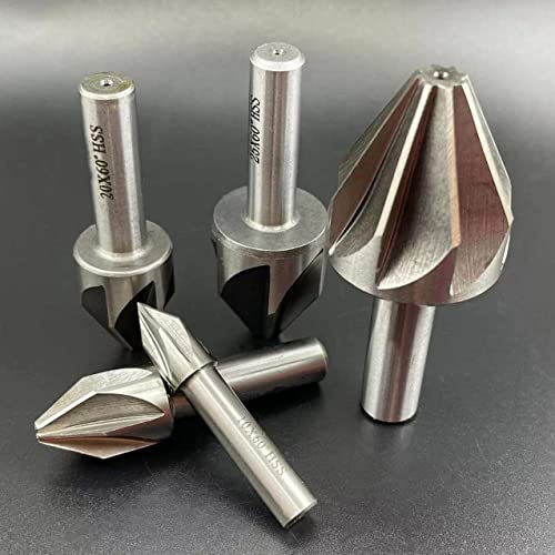 FENGXCUI 1 Uds 6mm-50mm HSS avellanador 6/8 Flauta 60 Grados Biselado Fresa Cortador Broca chaflán Herramienta de desbarbado Taladro de chaflán(32mm 60 Degrees)