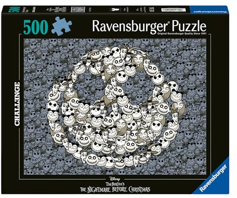 Ravensburger - Puzzle 500 Pezzi Nightmare Before Christmas | Puzzle Per Adulti 500 Pezzi | Puzzle Adulti Per Bambini Dai 14 Anni In Su Regalo Compleanno Per Bambini Dai 14 Anni In Su | Misure 49x36cm