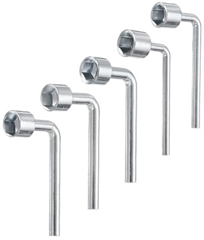 sourcing map Juego de llaves hexagonales en ángulo en forma de L de 15/16/17/18/19 mm, llave de vaso métrica de acero al carbono de un solo extremo de 6 puntos para reparación general de tuberías de