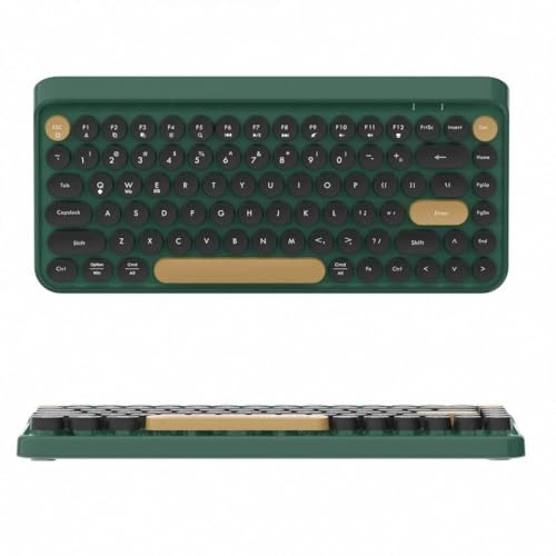 DIWUCXCA Portable Bluetooth Keyboard 84 Vintage Style Wireless Keyboard Set Compatible With Windows Android(Dark green)