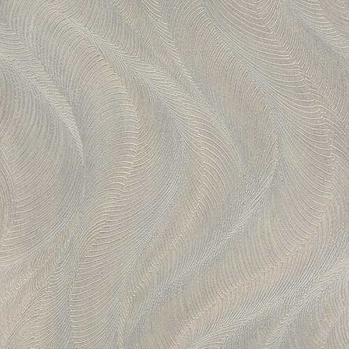Opulenza Onda Carta da parati in vinile testurizzata con elementi metallici, perfetta per pareti eleganti salotti minimalisti camere da letto grigio metallizzato Rasch 659634