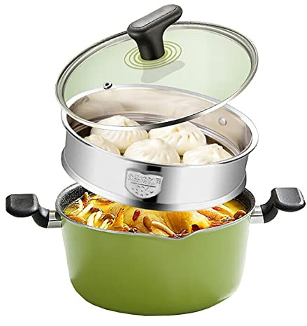 Olla de vapor/olla antiadherente/cacerola Maifan, asas de tacto frío, para cocinas de inducción y gas (sartén de leche de 20/22/24 cm) (20 cm)
