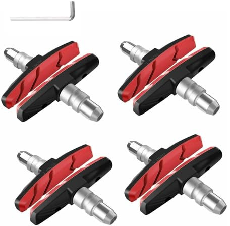 Anhoer 4 Pairs V Bicycle Brake Pads Bicycle Brake Pads with Installation Tool Brake Shoes Bicycle 70mm V-Brake for Bicycle Brake Caliper for Shimano Tektro Avid Clarks Contec Sram XLC (Red, 70mm)
