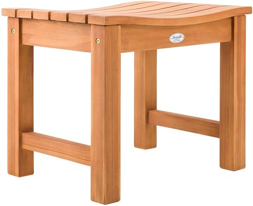 CLP Taburete de Teca para Exteriores Resistente a la Intemperie Bibury, Taburete y reposapiés en uno, Duradero para jardín, Color:Teca
