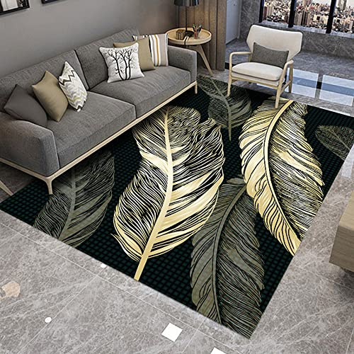 Yaaxinb Teppich Gelbe Federn Flauschig Kurzflor,Mikrofaser Super Weich,Anti-Rutsch,Waschbar,Teppich Webteppich Für Wohnzimmer,Flur,Schlafzimmer Teppichläufer 120X160Cm