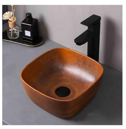 GLigeT Lavabo da Appoggio Piccolo lavabo da Esterno Quadrato in Ceramica for Bagno, Vintage, con piedistallo, for Patio Lavandino da Bagno