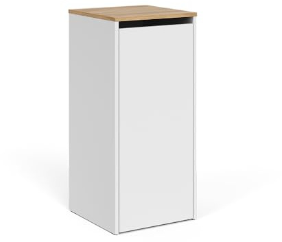 Vicco Armoire de Salle de Bain Viktor, Blanc/Artisan, 40.2x88.2cm avec Panier à Linge, avec Panier à Linge intégré pour Un Rangement Discret