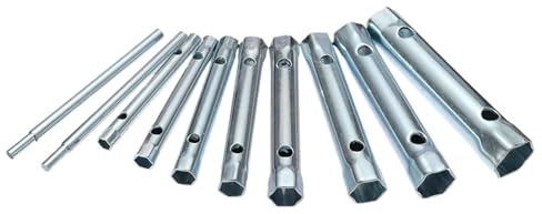 GCYEIDMA 6PC/10PC Metric Tubular Box Wrench Set Tube Bar Spark-Plug Spanner Steel Double Ended for Automotive Plumb Repair Monoblock Tap Spanner Set(10pc 6-22mm)