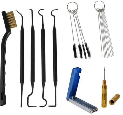 Carburetor Cleaning Kit, Precision Carb Cleaner Tools with Needles Brushes Hooks and Scraper for Motorcycle ATV Chainsaw Lawn Mower Maintenance, Suitable For Spray Gun Care Airbrush Cleaning