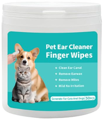 WeddHuis 50 unités de lingettes pour doigts pour chiens et chats, nettoyants jetables pour oreilles, menton et yeux, lingettes de soin et d'hygiène