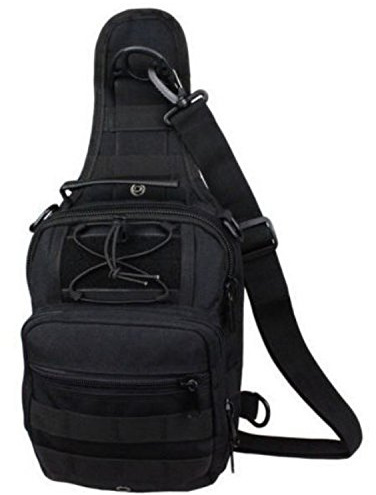 GEO-VERSAND Molle - 4 Wege Rucksack schwarz - Umhängetasche Kleine Geocaching Tasche Modular