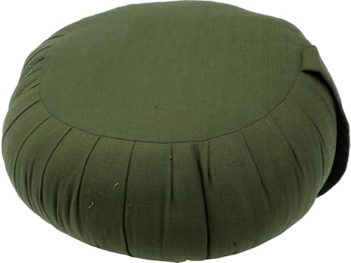GURU SHOP Rundes Einfarbiges Meditationskissen, Yoga Kissen, Yogakissen, Sitzkissen, Bodenkissen, Dekokissen - Grün, 20x35x35 cm