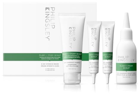 Philip Kingsley | Flaky/Itchy Regime Kit | Anit-Dandruff Shampoo, Toner, and Two Masks For Flaky, Itchy, Dry, Oily Scalps | Cleansing Scalp Care | Kit that Hydrates, Soothes and Calms | Set Of 4
