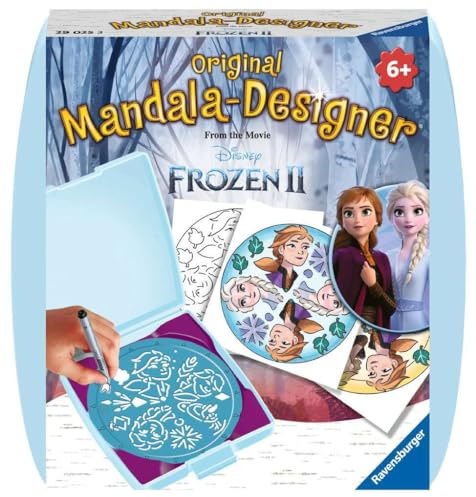 Ravensburger Mandala Designer Mini Frozen 2 29025, Zeichnen Lernen mit Anna und ELSA für Kinder ab 6 Jahren, Kreatives Zeichen-Set mit Mandala-Schablone für farbenfrohe Mandalas