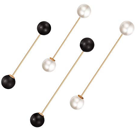 Damen Brosche Nadel,4er Pack Faux Sicherheitsnadel Brosche Clips Weiß Schwarz Broschennadeln Pullover Schal Clips für Mädchen Kleidung Dekoration