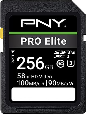 PNY Tarjeta de Memoria Flash SDXC de 256 GB Pro Elite Clase 10 U3 V30