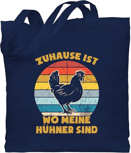 Shirtracer - Baumwolltasche - Sprüche Statement mit Spruch - Zuhause ist wo meine Hühner sind - Vintage