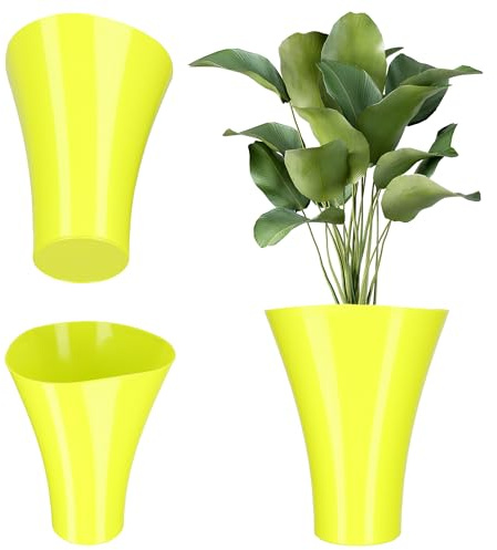 KADAX Blumentopf aus Kunststoff, ⌀16-16,5cm, 13 Farben, Topf mit glänzender Oberfläche, Blumentopfschutz für Kakteen, Ringelblumen, Farne, Pflanzkübel, Pflanztöpfe (Limone, ⌀ 16,5 cm)