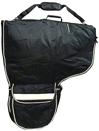 Majestic Ally Nylon Reflective Western Saddle Carry Bag with Large Pockets- Black