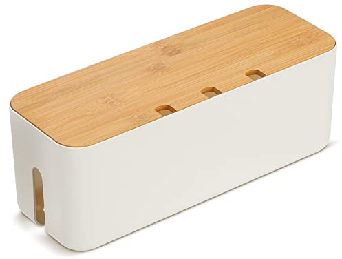Kabelbox Groß Kabelmanagement Box Steckdosenbox Kabelsammler Aufbewahrungsbox Inklusive Kabelbinder Wiederverwendbare Riemen zum Verstecken unordentlicher Kabel Kabelmanagement 36,5x13,5x13cm