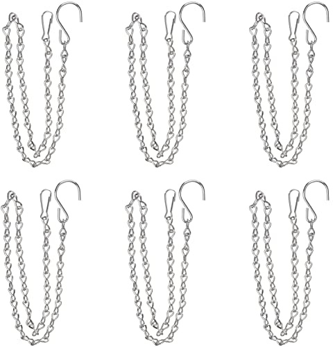 6-pack 50 cm silver hängande kedja för hängande fågelmatare, fågelhus, planterare, korgar, fågelbad, lyktor, vindspel, skyltar, skyltar och ornament