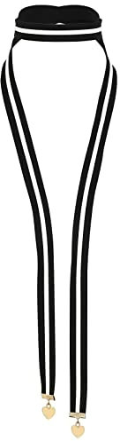 Stfery Kropfbänder, Choker Kette Goth Schmuck Leder Edelstahl Herz Cosplay Gothic Damen Accessoires Gold Schwarz Weiß 141CM