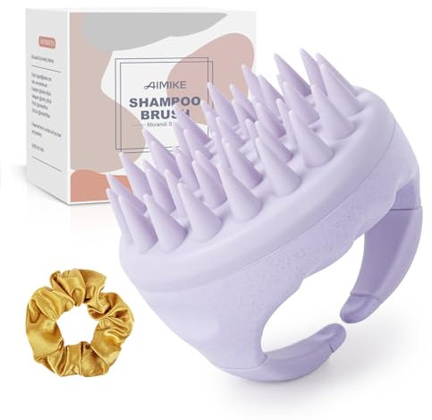 AIMIKE Cepillo Masajeador Cuero Cabelludo [Mojado & Seco] De Silicona para Champú, Exfoliación y Crecimiento del Cabello