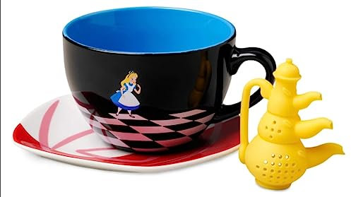 Disney Store Alicia en el país de las maravillas - Juego de taza de té, platillo e infusor de té