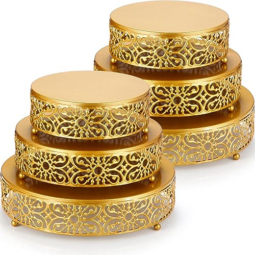 Lallisa Set di 6 alzate rotonde in metallo da 30,5 cm, 25,4 cm, 25,4 cm, 20,3 cm, per torte e dessert, per feste di Halloween, cupcake, caramelle, matrimoni, compleanni, baby shower (oro)