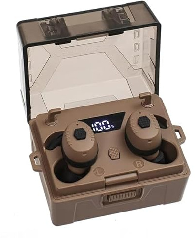 Omana Electronic Shooting Earplugs Totems Noise Canceling Hearing Protection Earmuff for Hunting/Tactical Shooting/Military/Music Events (Brown)