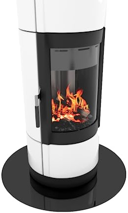 BIJON Funkenschutz-Platte Schwarz mit polierter Kante, Glasplatte Kaminofen | Kaminschutz mit ESG Sicherheitsglas | Kamin Zubehör | Kamin Glasplatte | Kreis Ø 90cm, 6mm