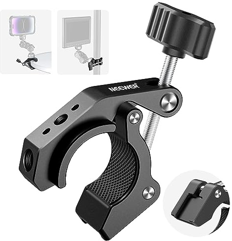 NEEWER Super Clamp mit Kaltschuh und Gewindebohrungen, 1/4 Zoll, 3/8 Zoll, max. Belastung 2 kg, Halterung in Krabbenform für die meisten Fotozubehör, kompatibel mit SmallRig, Schwarz, ST84