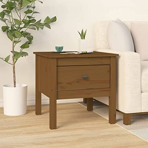 Homgoday Table d'appoint pour salon, bureau, table basse, table basse, table à thé, pour salon, bureau, marron miel, 50 x 50 x 49 cm, en pin massif