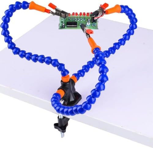 Soporte Soldador Lupa Soldadura multifunción Rescate de tercera mano Dos con 3 brazos flexibles Clip de Base de clip de aluminio para el reloj Horloger del ingeniero de soldadura