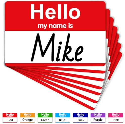 200 st klistermärken med namnetiketter, 8,9 cm x 5,7 cm Hello My Name is klistermärken, stor Nametag-bricka röd självhäftande hälso-namn-etikett klistermärken etikett för kontor, möte, skola, lärare
