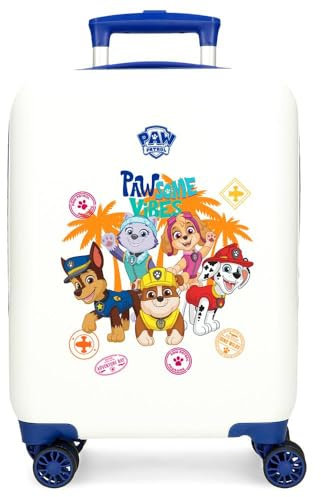 Paw Patrol Joumma Pawsome Vibes Kabinenkoffer für Kinder, Harter ABS-Kunststoff, seitlicher Kombinationsverschluss, 4 Doppelrollen, Handgepäck, weiß, Koffer