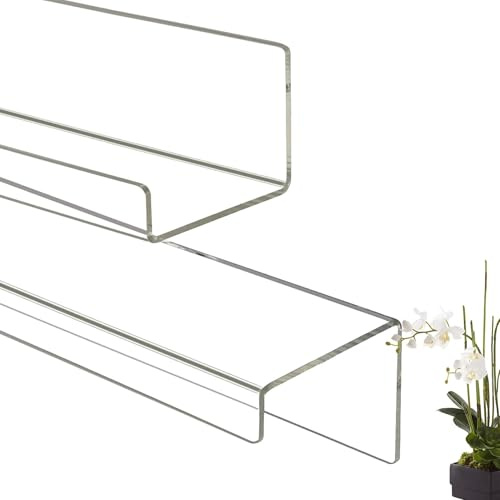 Étagère murale d'exposition, étagère de salle de bain transparente - Rack de stockage transparent en acrylique sans perçage,Porte-objet adhésif mural, présentoir flottant invisible pour sha
