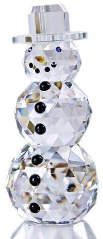 HDCRYSTALGIFTS Figurines de bonhomme de neige en cristal avec chapeau, décoration de table presse-papier