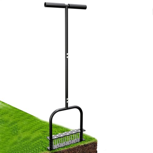 Aeratore per prato | Aeratore a spinta manuale con 14 punte di ferro, strumento aeratore per prato, attrezzi da giardino, attrezzatura per la cura del prato, ravviva la salute del prato