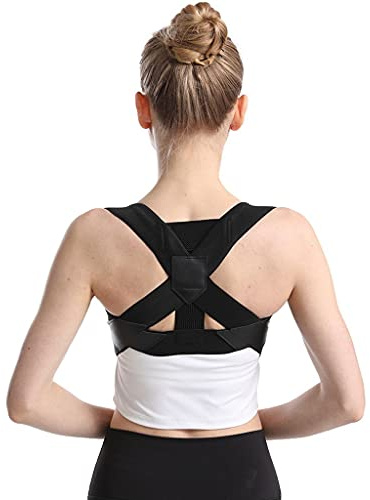 OAQZGBVK Posture Corrector Belt Gathered Chest Support Adjustable Back Brace Support Improves Posture Prevents Slouching Relieves Pain (Color : Black Size : Small) (Black Medium) (Black Large)