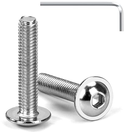 Tunejoy Viti a Testa Bombata con Flangia M5 x 25 mm Vite a Testa Esagonale Bulloni in Acciaio Inox A2 V2A Viti a Brugola con Chiavi a Esagono Filettatura Completa 20 Pezzi