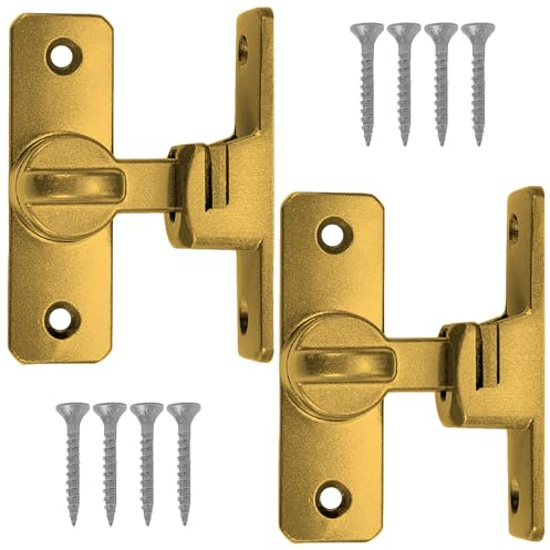 Jiavlyx 2 Paires 90/180 Degrés Serrures De Sécurité Boucle À Angle Droit, Fermeture Coulissante Verrouillage, Porte Coulissante Boulon De Boulon De Cuisine, Jardin, Chambre (Or)