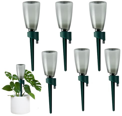 Plant Watering Devices, 6 Sets 500ml Self Watering Planter Insert with Bottle, Automatic Drip Irrigation Kits with Slow Release Control Valve for Indoor Plants Flowers (Green)