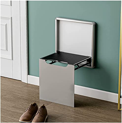 Asiento de ducha plegable montado en la pared, taburete de baño para puerta, entrada del hogar, color plateado